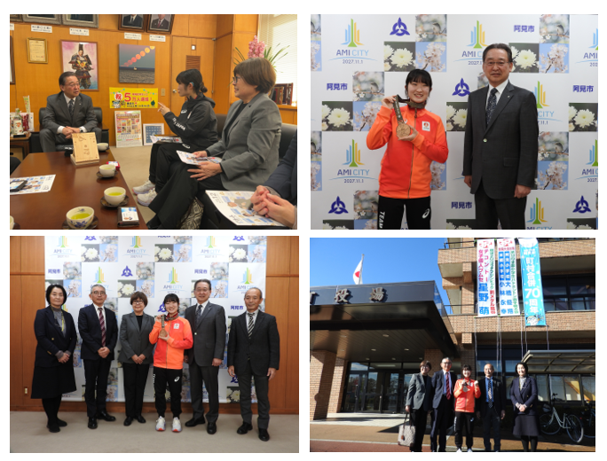 4枚の写真をコラージュした画像。表敬訪問の様子