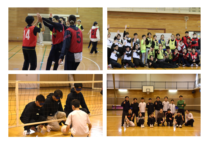 ４枚の画像のコラージュ。試合中の様子。